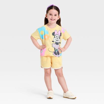 Baby Girls' 2pc Disney Minnie Mouse Daisy T-Shirt & Shorts Set - Yellow 12M