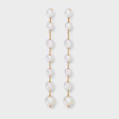 Linear Pearl Dangle Earrings - A New Day™ Pearl
