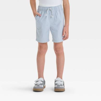 Toddler Boys' Pull-On Woven Shorts - Cat & Jack™ Gray 12M: Midweight Cotton, Twill, Flexible Drawstring
