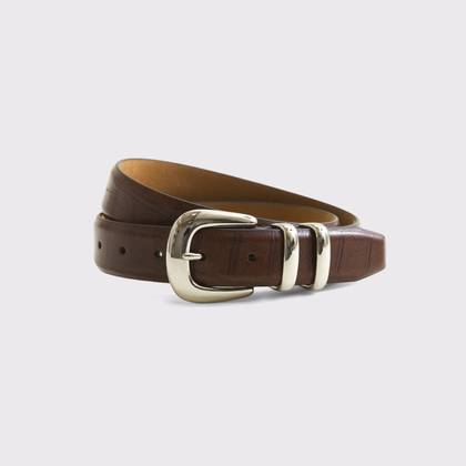 Modern Essential Embossed Crocodile Leather Belt