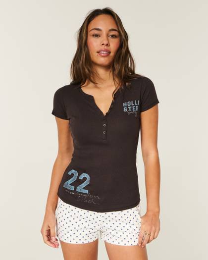 Surf Logo Graphic Henley T-Shirt