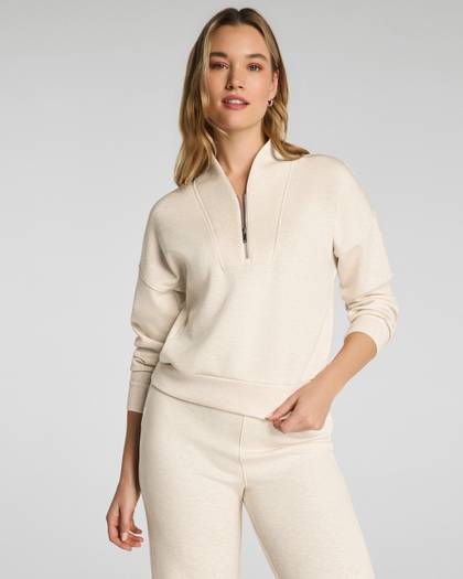 SPANX AirEssentials® Shawl Collar Half Zip | Oatmeal Heather - Oatmeal Heather