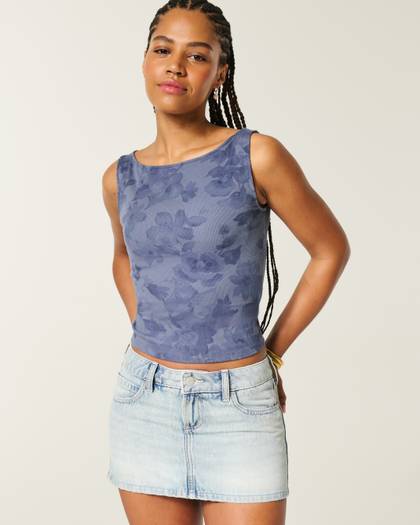 Curvy Low-Rise Denim Mini Skort