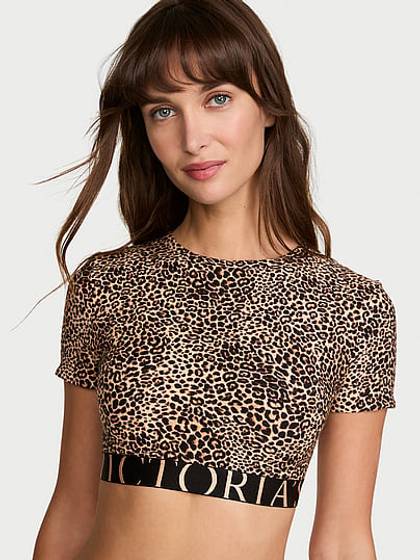 Cotton Short-Sleeve Bralette Crop Top