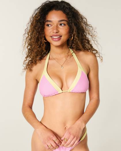 Wide Strap Halter Triangle Bikini Top