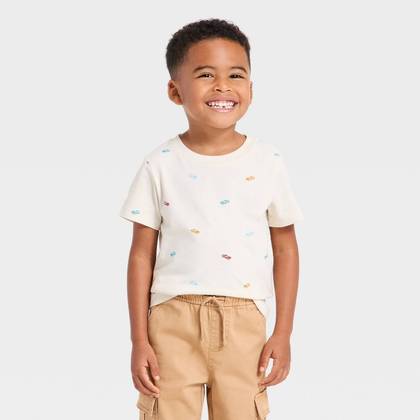 Toddler Boys' Classic Fit Graphic T-Shirt - Cat & Jack™ Cream 12M