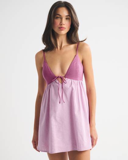 Bra-Free Tie-Front Linen-Blend Skort