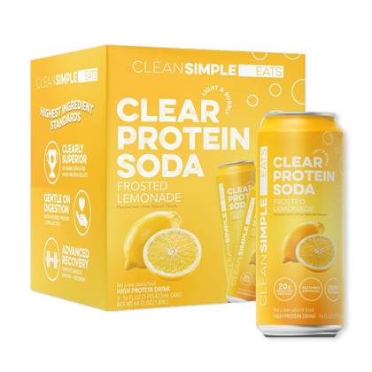 Clean Simple Eats Clear 20g Protein Soda Frosted Lemonade - 4pk/16 fl oz Cans: Non-Caffeinated, Ready to Drink, Sports Drink