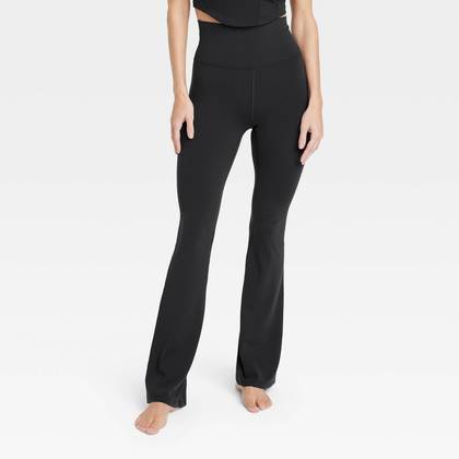 Women's Everyday Soft Ultra High-Rise Flare Leggings - All In Motion™ Black XS: Moisture Wicking, UPF 50+