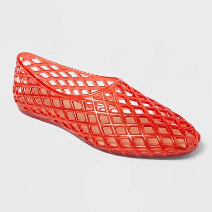 Women's Yuri Jelly Flats - A New Day™ Red 5: Slip-On, Pointed Toe, Textured Outsole, Medium Width, Solid Pattern