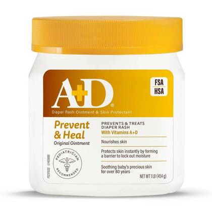 A+D Baby Diaper Rash Ointment, Baby Protectant with Vitamins A and D - 454g