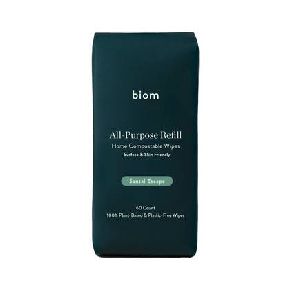 Biom Plant Based Refillable All Purpose Wipes - Santal Escape - 60ct