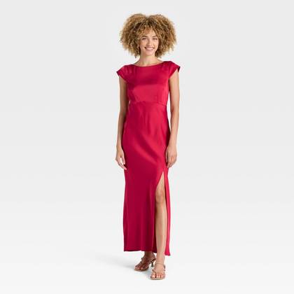 Women's Woven Open Back Maxi Dress - A New Day™ Berry Red XS