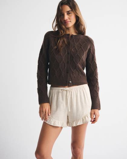 Ruffle Pull-on Linen-Blend Shorts