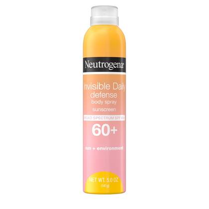 Neutrogena Invisible Daily Defense Sunscreen Spray - SPF 60 - 5oz: Oxybenzone-Free, Face & Body Application, Unscented