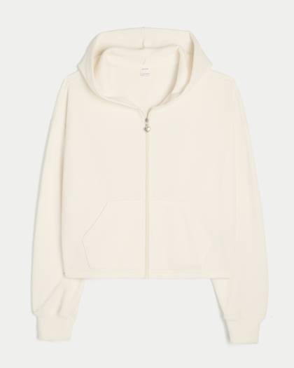 Relaxed Waffle Zip-Up Hoodie