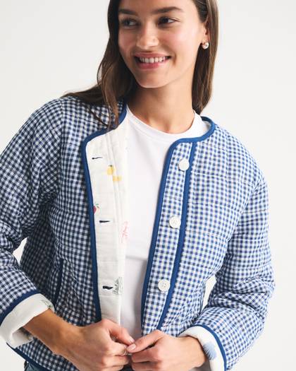 Collarless Quilted Jacket