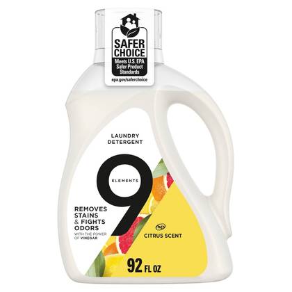 9 Elements Citrus Scent Liquid Laundry Detergent - 92 fl oz: 64 Uses, High Efficiency, Dermatologist Tested