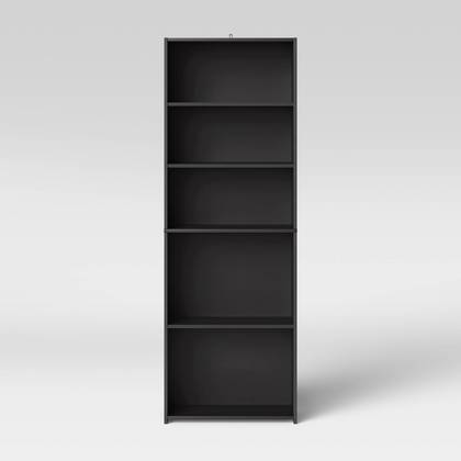 5 Shelf Bookcase Black - Room Essentials™: Adjustable, Open Storage, Modern Style, 71" Tall