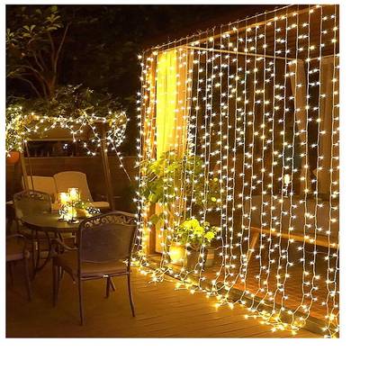 Itopfox 300 LED Remote Control Fairy Curtain Lights, Plug in Hanging String Lights for Window Wall, Bedroom, Wedding, Party, Christmas, Patio Decor