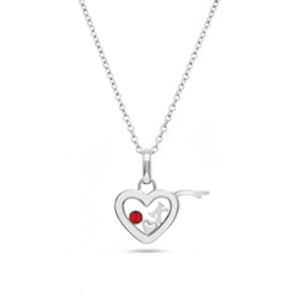 Floating Charm Heart Locket Necklace (Silver)