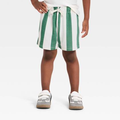 Grayson Mini Toddler Boys' French Terry Striped Shorts - Green 12M