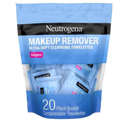 Neutrogena Makeup Remover Wipes - Ultra Soft Micellar Facial Cleansing - Singles - 20ct: Paraben-Free, Alcohol-Free, Suitable for Sensitive Skin