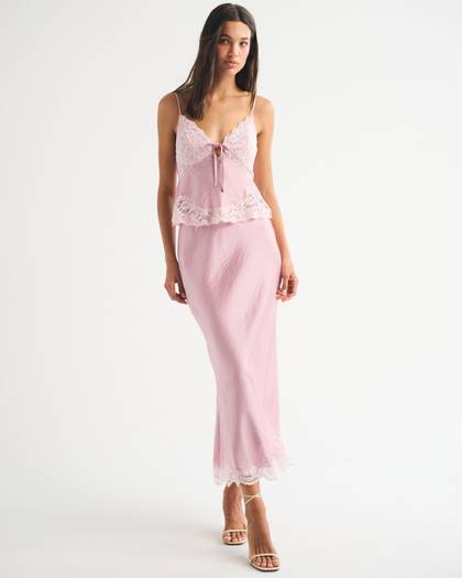 High Rise Satin Maxi Set Skirt