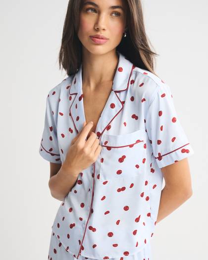 Short-Sleeve Satin Sleep Shirt