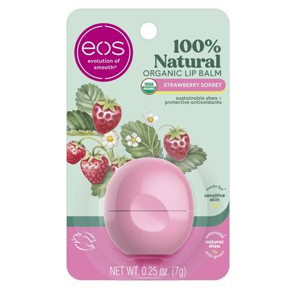 eos 100% Natural & Organic Lip Balm Sphere - Strawberry Sorbet - 0.25oz
