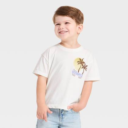 Grayson Mini Toddler Boys' Short Sleeve St. Tropez Oversized T-Shirt - White 12M
