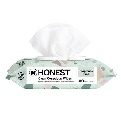 The Honest Company Clean Concious Sensitive Skin Baby Wipes - Geo Mood - 60ct: Pull-Out Dispenser, Fragrance-Free, Hypoallergenic