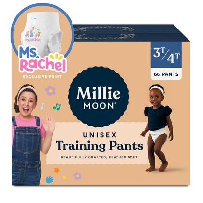 Millie Moon Ms Rachel Disposable Training Pants Size 3T-4T - 66 Count: Wetness Indicator, Hypoallergenic, Leak Guards
