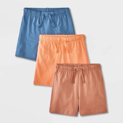 Toddler Boys' 3pk Pull-On Knit Shorts - Cat & Jack™ Orange/Blue/Brown 12M