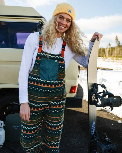 Ace Polar Fleece Dungarees - Retro Geo Mediterranean