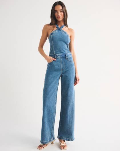 Halter Denim Jumpsuit