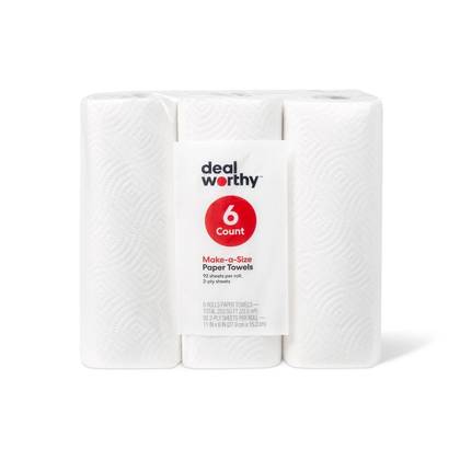 Make-A-Size Paper Towels - 6 Regular Rolls - 2-Ply - 92 Sheets - Dealworthy™