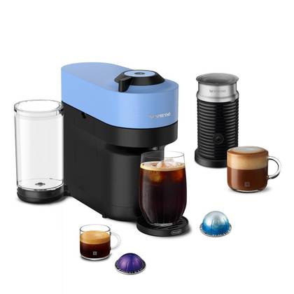 Nespresso Vertuo Pop+ Coffee Machine with Aeroccino by De'Longhi Pacific Blue ENV92AAE