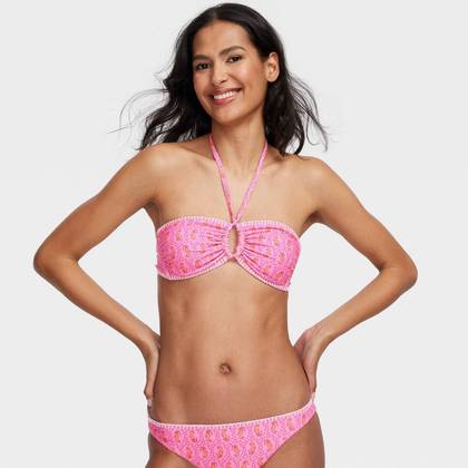 Women's Seahorse/Multi Stripe Reversible Bandeau Bikini Top Pink - Roller Rabbit x Target XXS