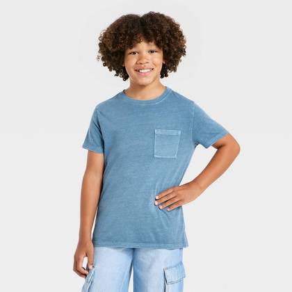 Boys' Short Sleeve Washed Pocket T-Shirt - Cat & Jack™ Blue M