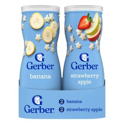 Gerber Non-GMO Baby Snacks Strawberry Apple & Banana Baby Food Puffs Variety Pack - 1.48oz/4ct​