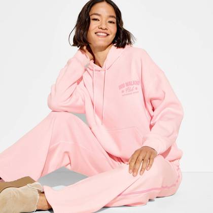 Women's Dog Walking Club Graphic Hooded Sweatshirt - Pink S