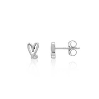 Stories Doodle Heart Crystal Stud Earrings (Silver)