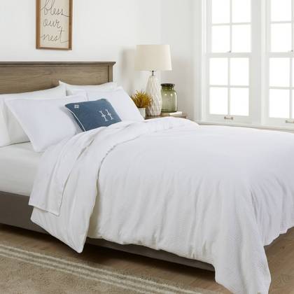 Full/Queen Washed Waffle Weave Duvet Cover and Sham Set White - Threshold™