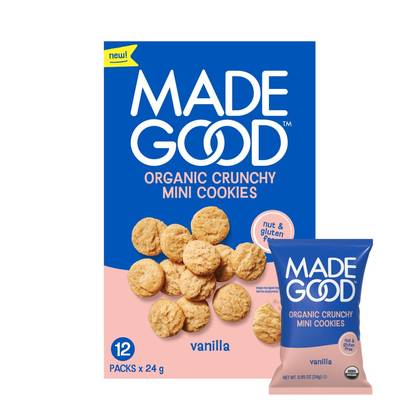 MadeGood Organic Gluten Free Mini Crunchy Cookies Vanilla - 10.2oz/12ct