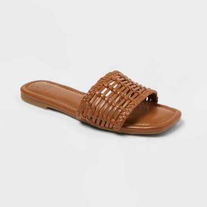 Women’s Asha Sandals with Memory Foam Insole - A New Day™ Brown 9.5