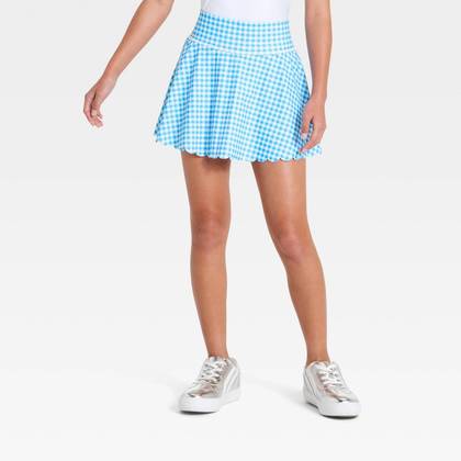 Girls' Active Scallop Skort - All In Motion™ Blue Gingham XS
