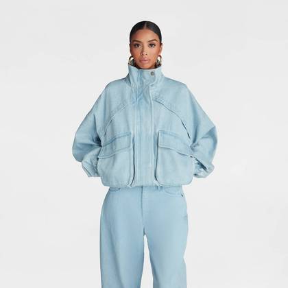 KBB by KAHLANA Women's 'The Denim Bomber Jacket' - Medium Wash XS