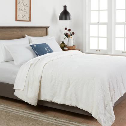 Twin/Twin Extra Long Washed Waffle Weave Comforter and Sham Set White - Threshold™: OEKO-TEX Certified, 152 Thread Count