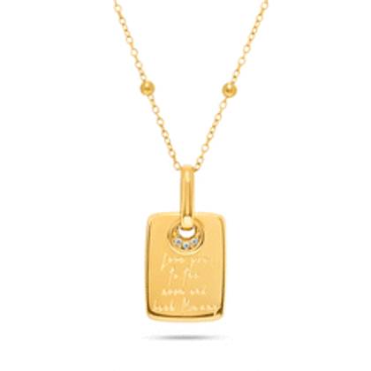 Written In The Stars Handwriting Tag Necklace (Gold)